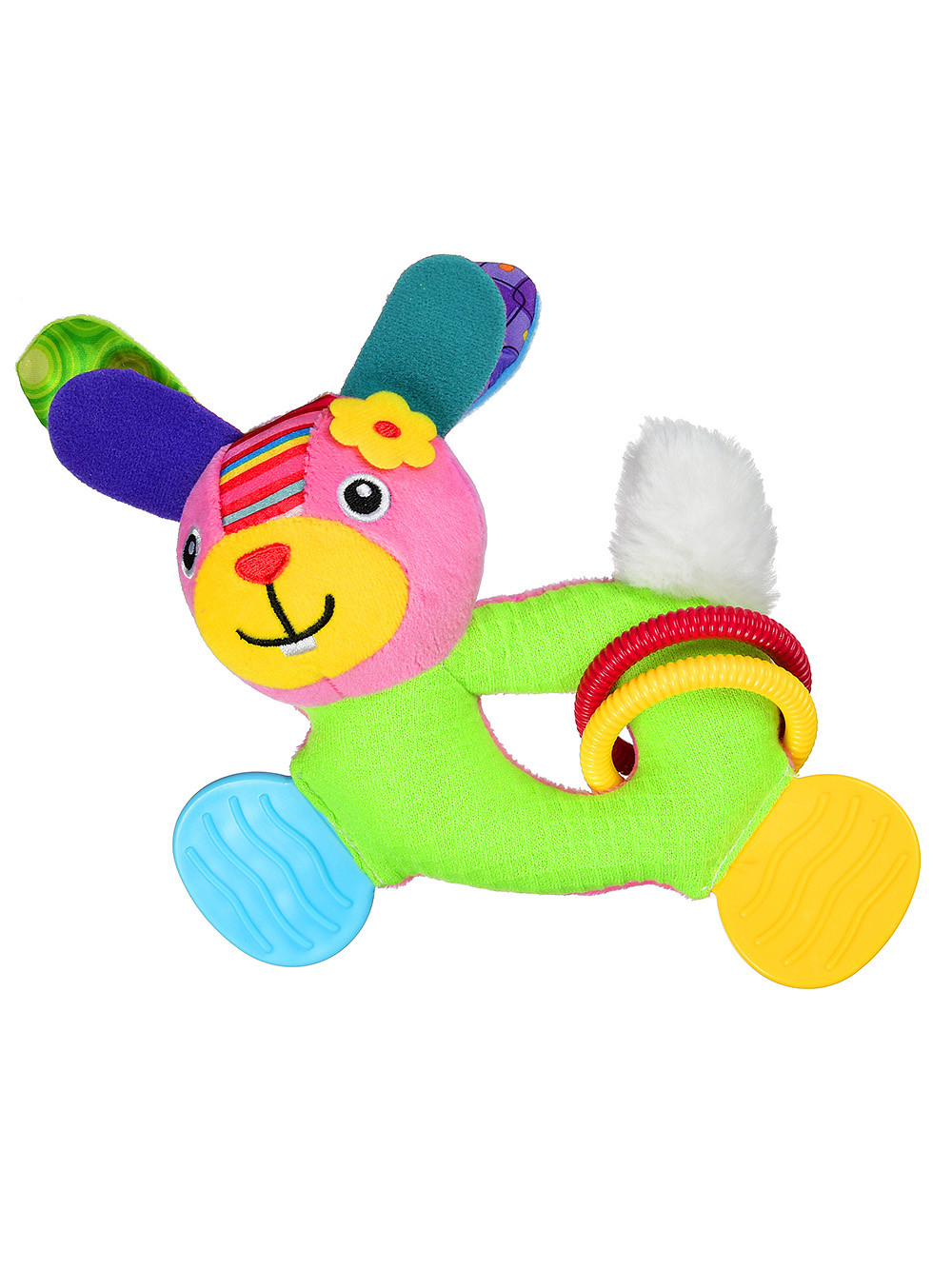 Мягкая игрушка с прорезывателем и погремушкой Bright friend (собачка)