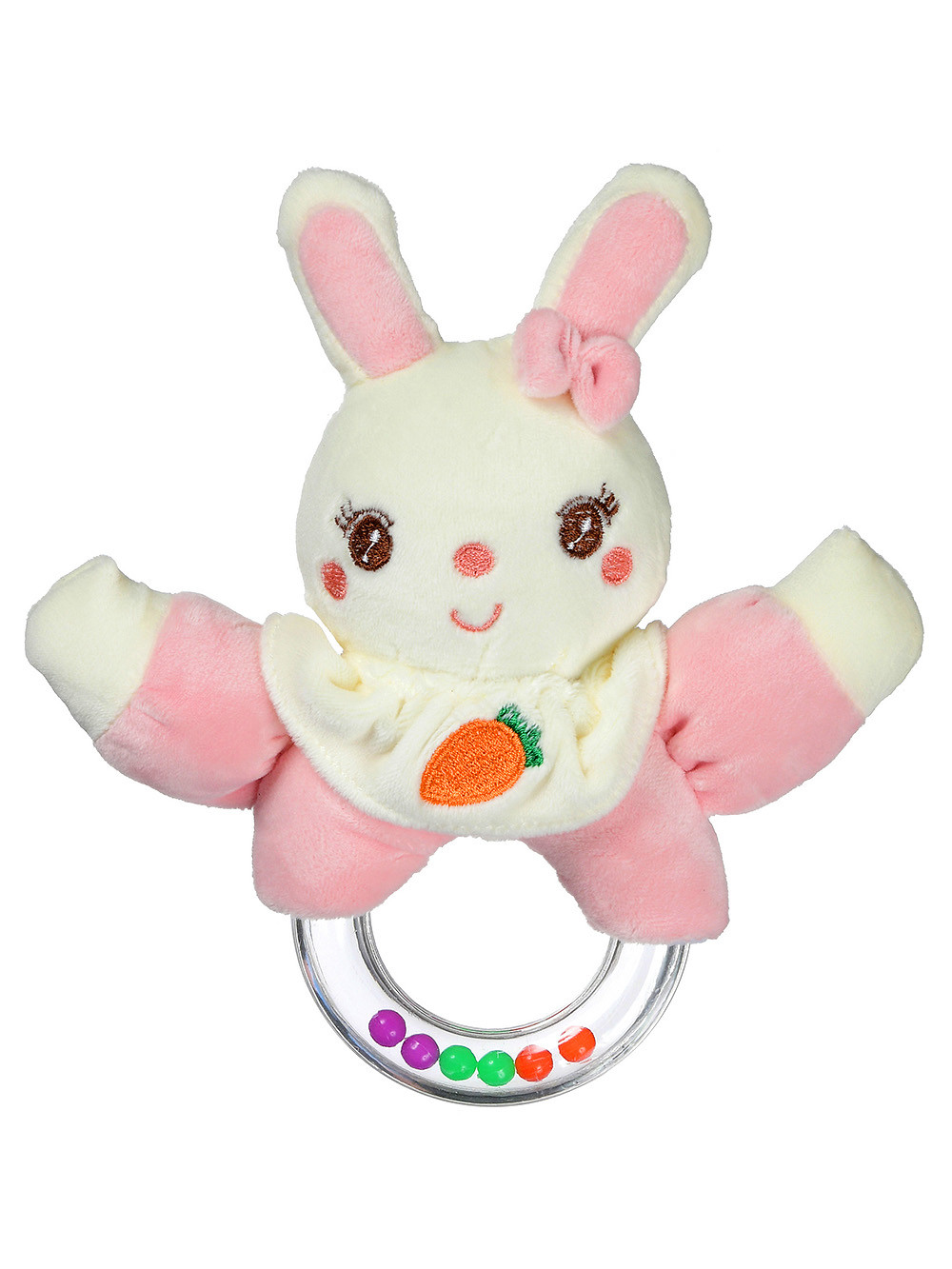 Мягкая игрушка с погремушкой Кролик (розовый)
