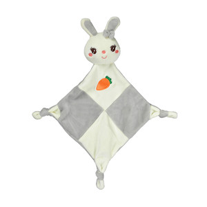 Мягкая игрушка-комфортер Кролик с морковкой (серый)