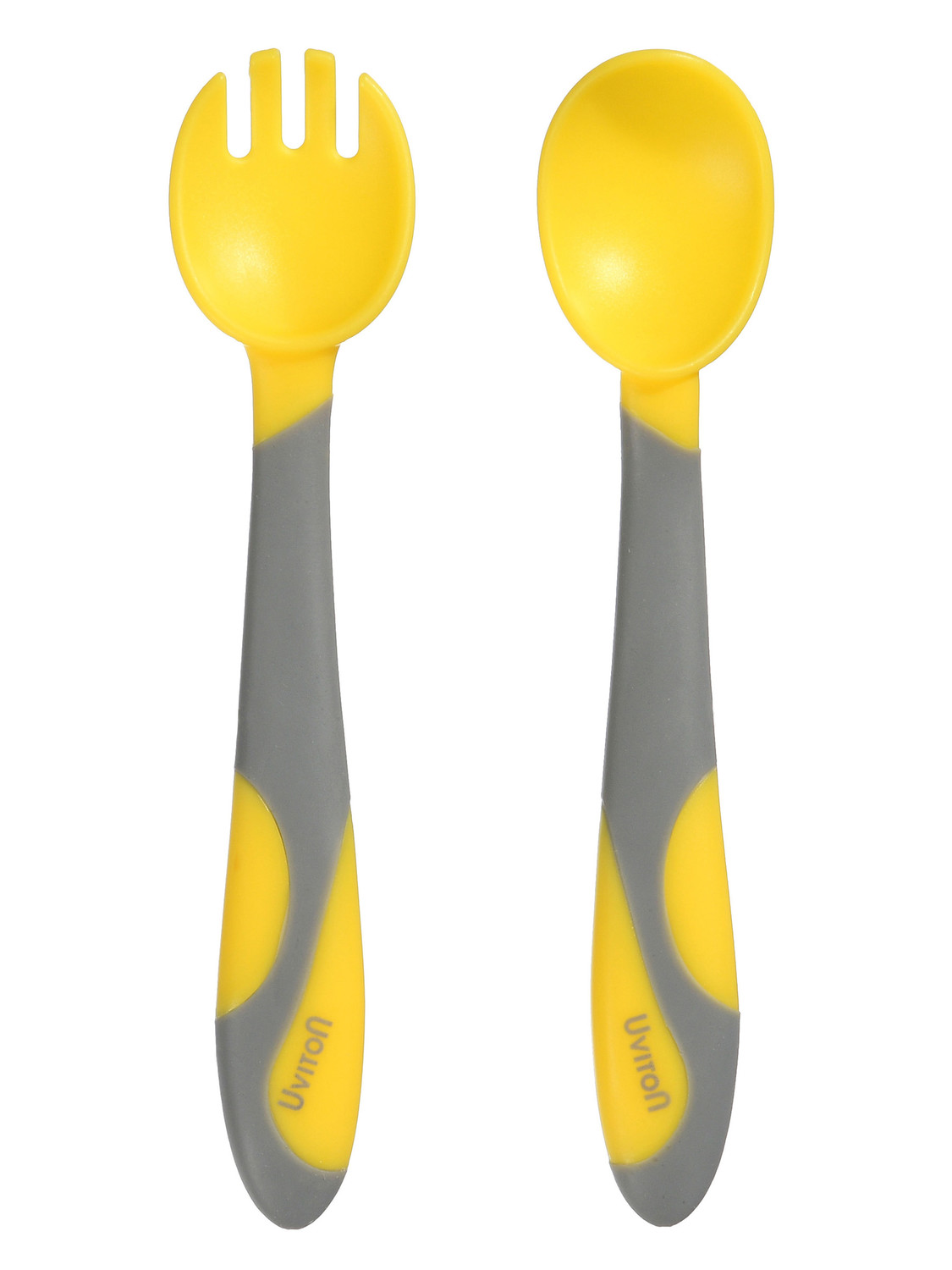 Эргономичные ложечка и вилочка (желтый)